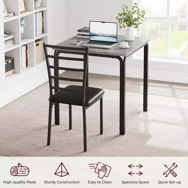 Ensemble compact de trois pièces : table de salle à manger double et chaises, table de salle à manger peu encombrante avec chaises rembourrées pour les petits espaces, les coins repas