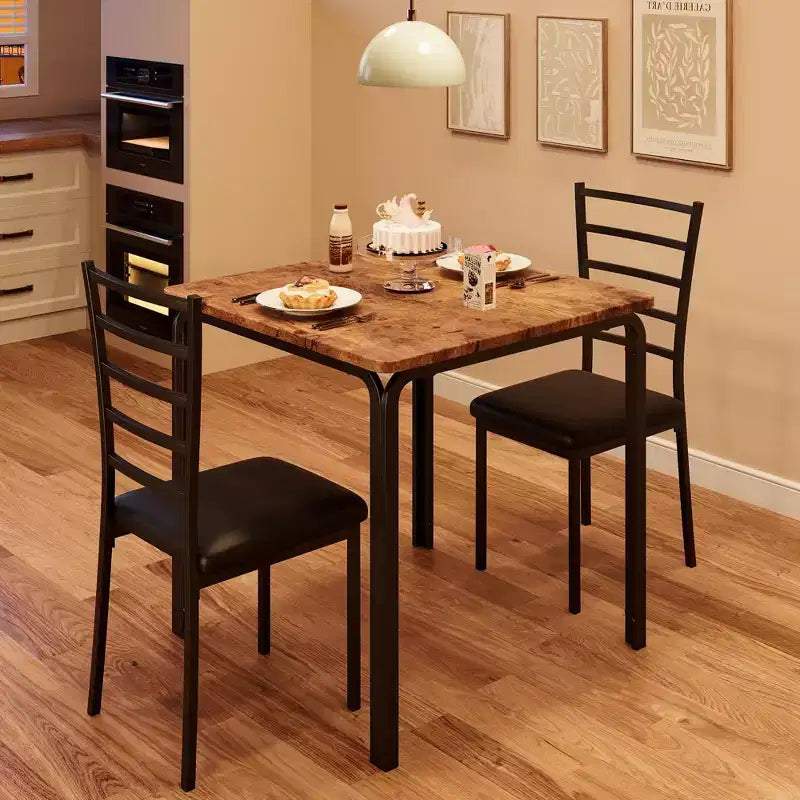 Ensemble compact de trois pièces : table de salle à manger double et chaises, table de salle à manger peu encombrante avec chaises rembourrées pour les petits espaces, les coins repas