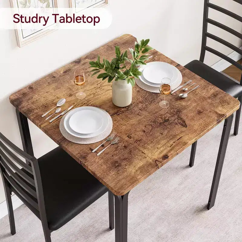 Ensemble compact de trois pièces : table de salle à manger double et chaises, table de salle à manger peu encombrante avec chaises rembourrées pour les petits espaces, les coins repas