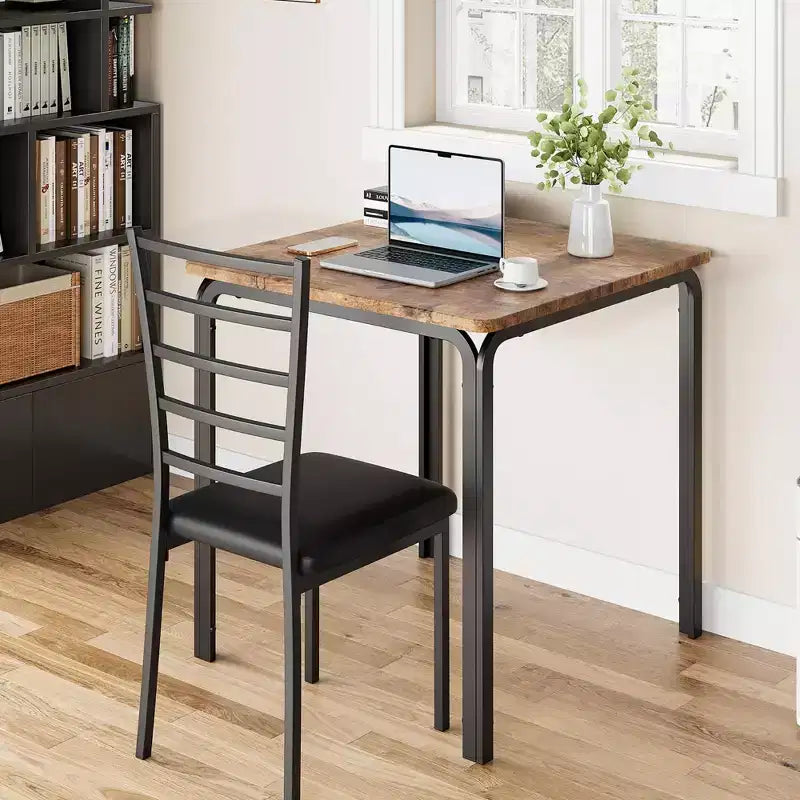 Ensemble compact de trois pièces : table de salle à manger double et chaises, table de salle à manger peu encombrante avec chaises rembourrées pour les petits espaces, les coins repas