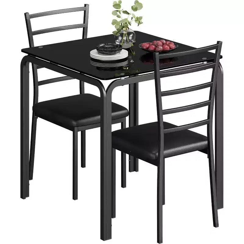 Ensemble compact de trois pièces : table de salle à manger double et chaises, table de salle à manger peu encombrante avec chaises rembourrées pour les petits espaces, les coins repas