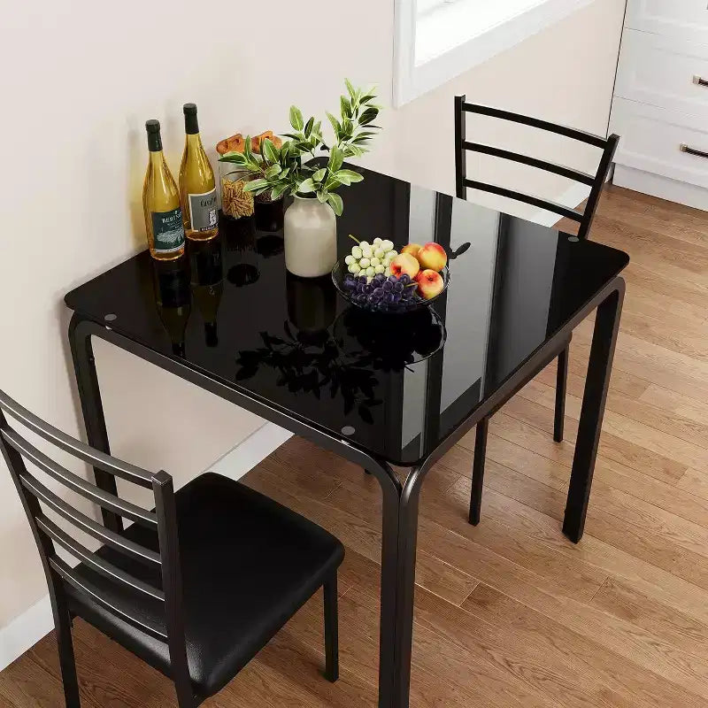Ensemble compact de trois pièces : table de salle à manger double et chaises, table de salle à manger peu encombrante avec chaises rembourrées pour les petits espaces, les coins repas