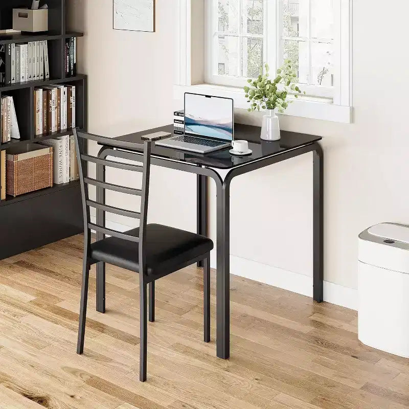 Ensemble compact de trois pièces : table de salle à manger double et chaises, table de salle à manger peu encombrante avec chaises rembourrées pour les petits espaces, les coins repas