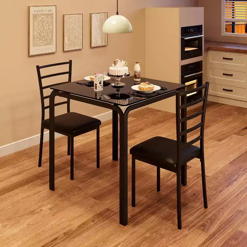 Ensemble compact de trois pièces : table de salle à manger double et chaises, table de salle à manger peu encombrante avec chaises rembourrées pour les petits espaces, les coins repas