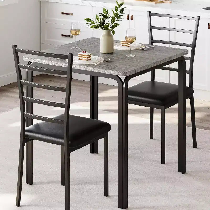 Ensemble compact de trois pièces : table de salle à manger double et chaises, table de salle à manger peu encombrante avec chaises rembourrées pour les petits espaces, les coins repas