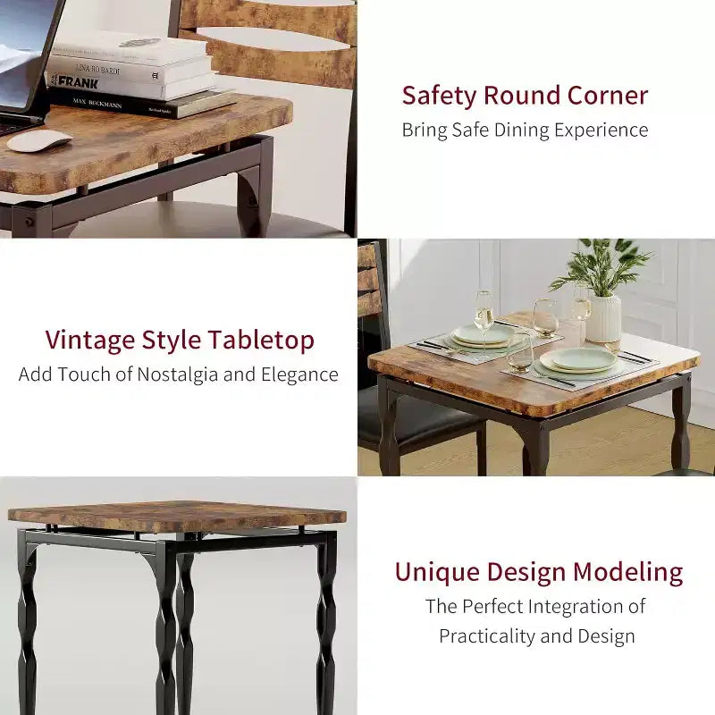 Ensemble de salle à manger 3 pièces, ensemble table à manger pour 2, pieds de table en spirale, ensemble table de cuisine de style industriel, pour petits espaces, cuisine, appartement