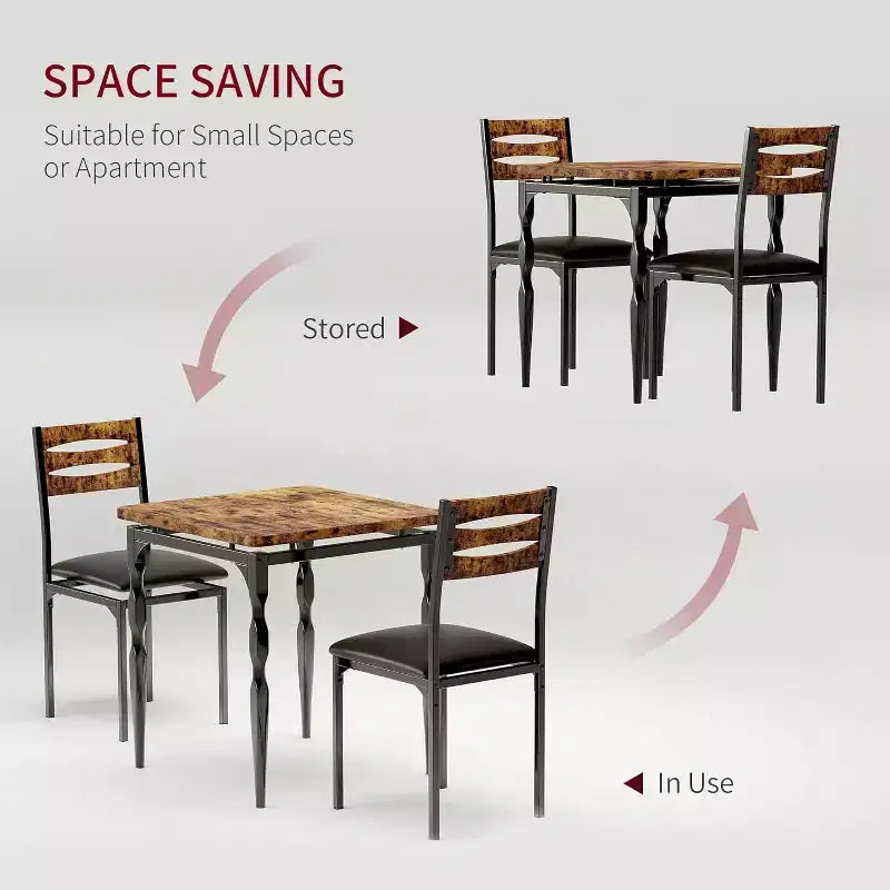 Ensemble de salle à manger 3 pièces, ensemble table à manger pour 2, pieds de table en spirale, ensemble table de cuisine de style industriel, pour petits espaces, cuisine, appartement