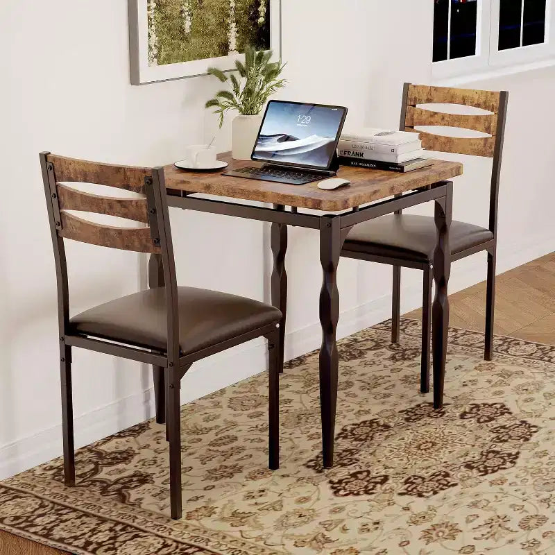 Ensemble de salle à manger 3 pièces, ensemble table à manger pour 2, pieds de table en spirale, ensemble table de cuisine de style industriel, pour petits espaces, cuisine, appartement