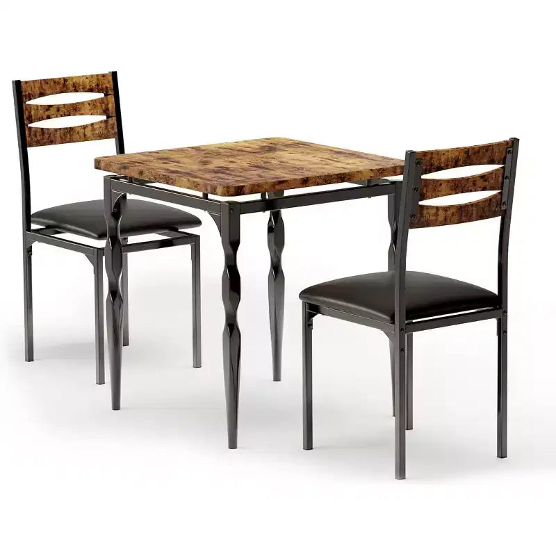 Ensemble de salle à manger 3 pièces, ensemble table à manger pour 2, pieds de table en spirale, ensemble table de cuisine de style industriel, pour petits espaces, cuisine, appartement