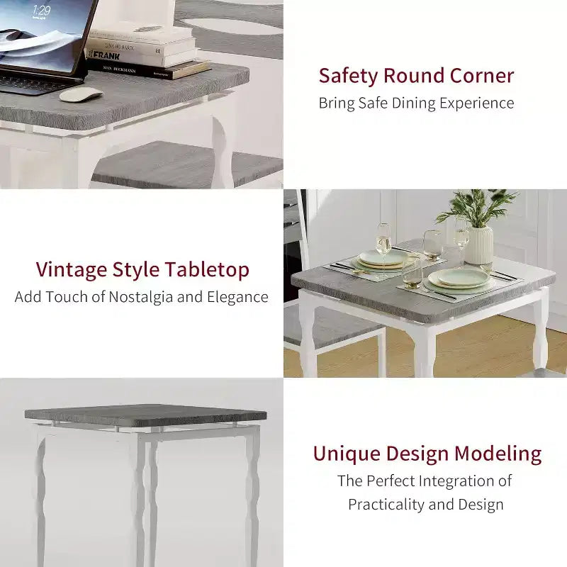 Ensemble de salle à manger 3 pièces, ensemble table à manger pour 2, pieds de table en spirale, ensemble table de cuisine de style industriel, pour petits espaces, cuisine, appartement