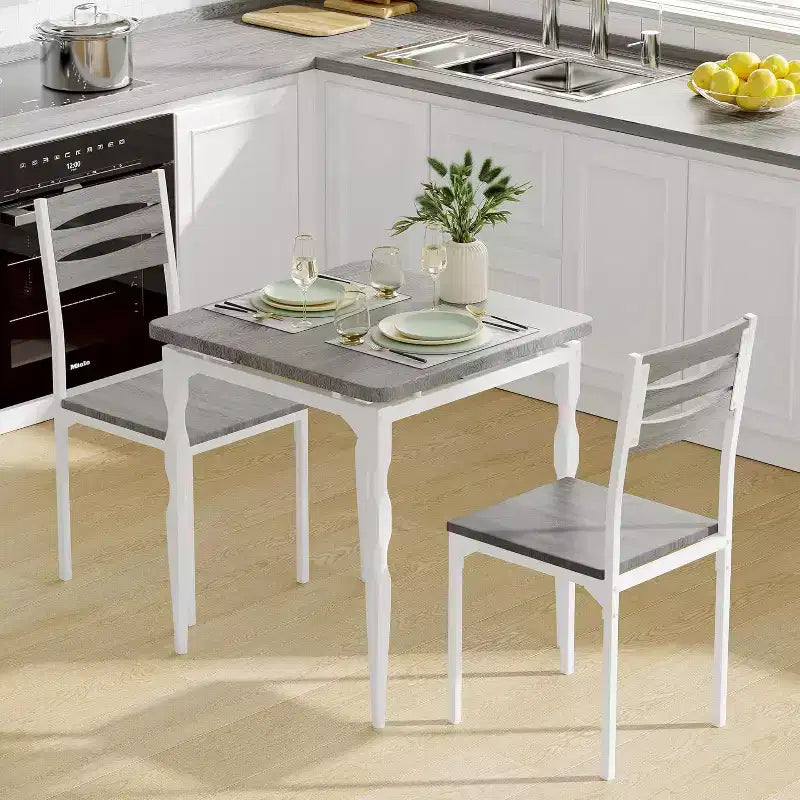 Ensemble de salle à manger 3 pièces, ensemble table à manger pour 2, pieds de table en spirale, ensemble table de cuisine de style industriel, pour petits espaces, cuisine, appartement