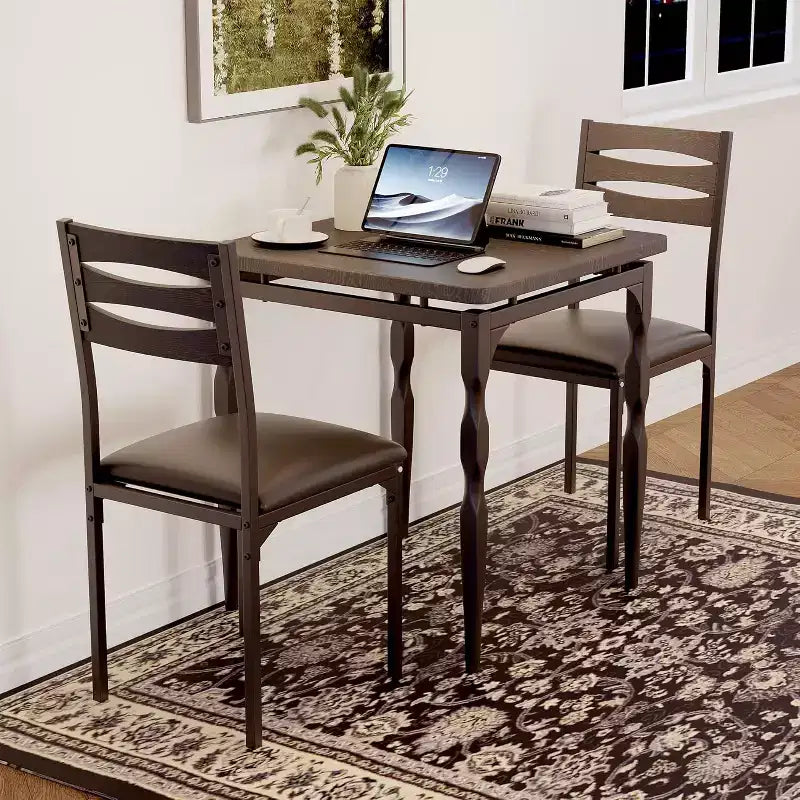 Ensemble de salle à manger 3 pièces, ensemble table à manger pour 2, pieds de table en spirale, ensemble table de cuisine de style industriel, pour petits espaces, cuisine, appartement