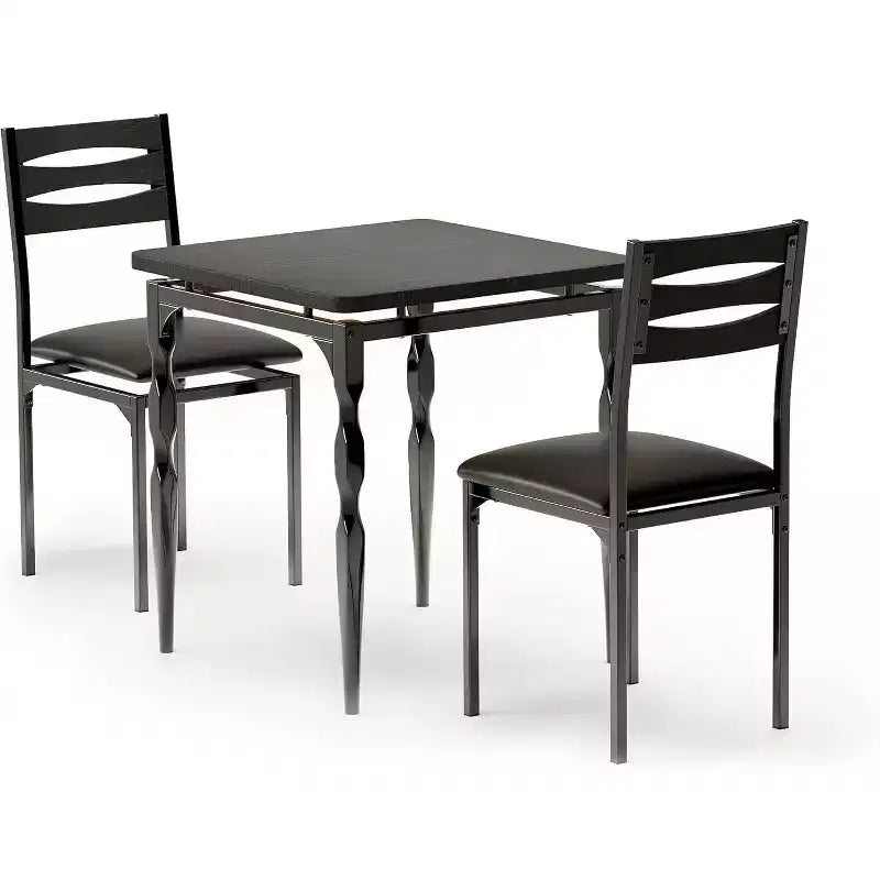Ensemble de salle à manger 3 pièces, ensemble table à manger pour 2, pieds de table en spirale, ensemble table de cuisine de style industriel, pour petits espaces, cuisine, appartement