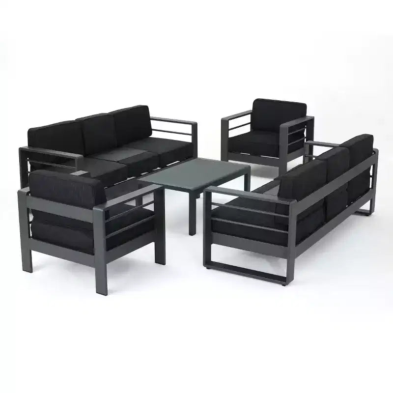 GDFStudio Crested Bay Salon de jardin 8 places en aluminium avec coussins