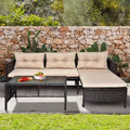 Karl Home Brown Wicker Outdoor Sectional Set with Beige Cushions