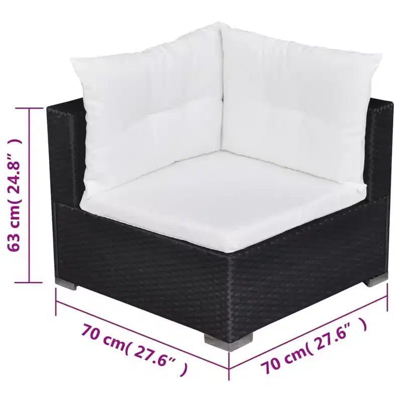 vidaXL Salon de jardin noir