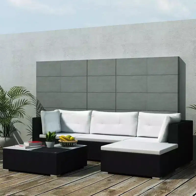 vidaXL Salon de jardin noir