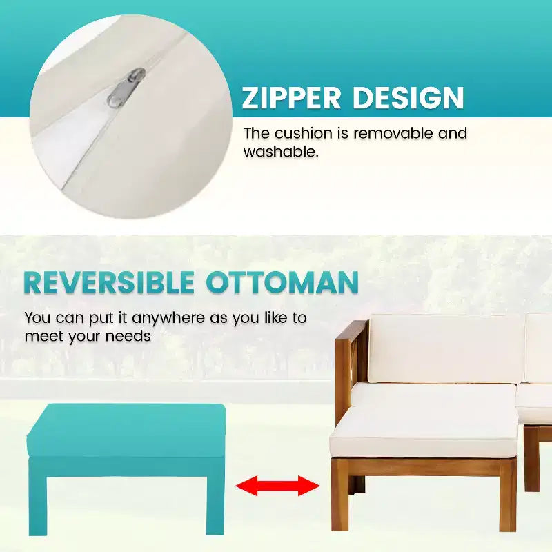 BestMassage Ensemble de 5 pièces de canapé de patio Meubles d'extérieur pour plage, jardin et cour arrière