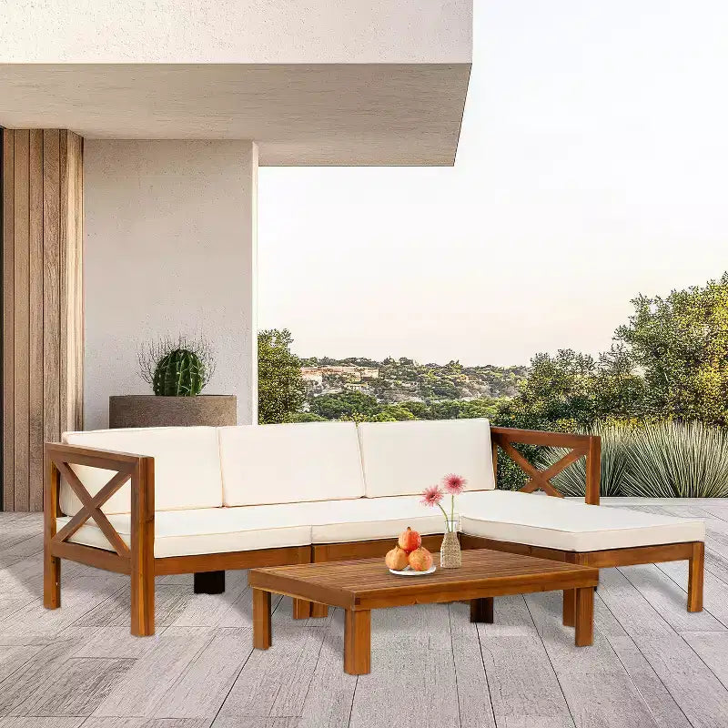 BestMassage Ensemble de 5 pièces de canapé de patio Meubles d'extérieur pour plage, jardin et cour arrière