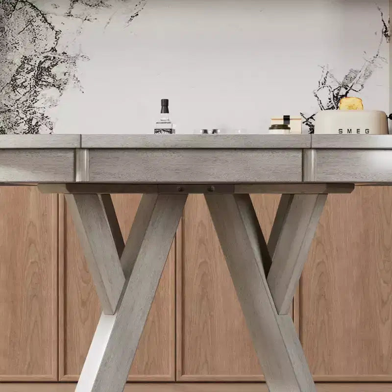 Ensemble table de salle à manger ronde extensible VECELO, table en bois d'hévéa avec 4/6 chaises de salle à manger rembourrées sans accoudoirs pour cuisine, gris