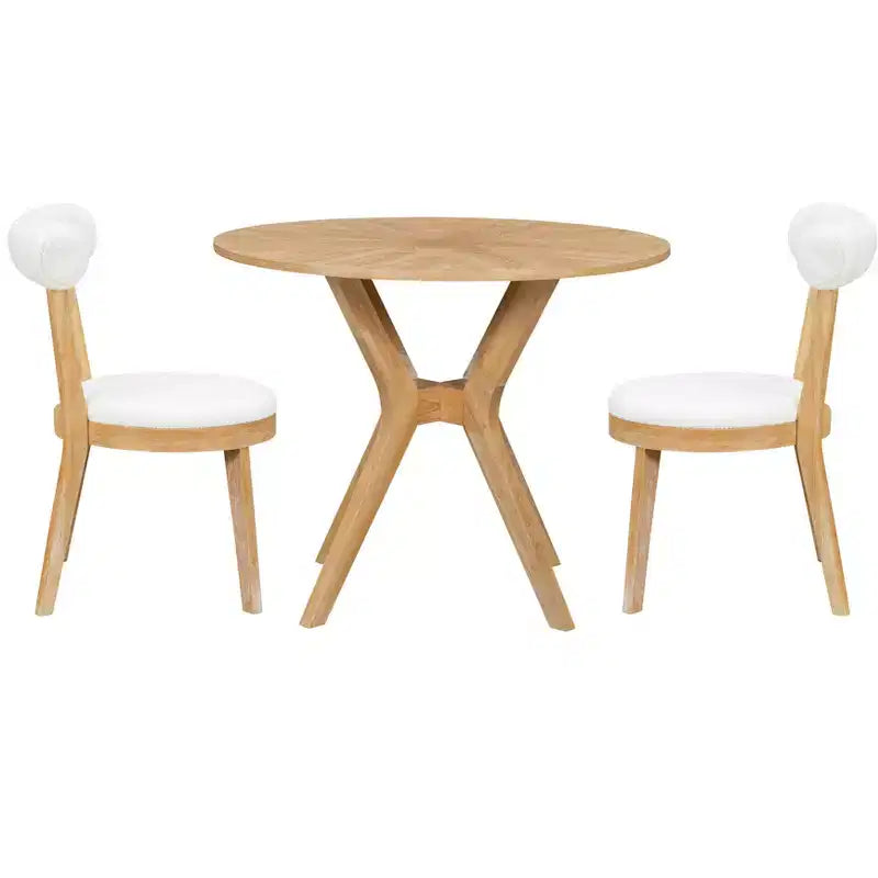 Ensemble de table à manger ronde 3 pièces pour 2 personnes, ensemble de table de cuisine, ensemble de table de coin repas avec 2 chaises de salle à manger rembourrées - ModernLuxe