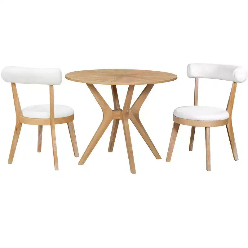 Ensemble de table à manger ronde 3 pièces pour 2 personnes, ensemble de table de cuisine, ensemble de table de coin repas avec 2 chaises de salle à manger rembourrées - ModernLuxe