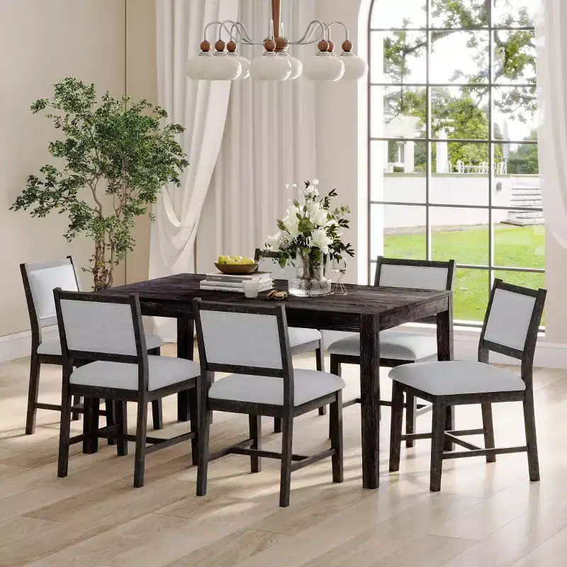 Merax 7-Piece Retro Dining Table Set for 6