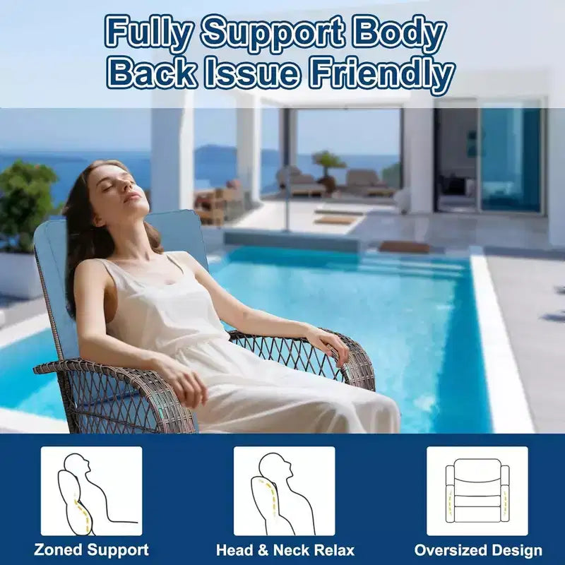 Ensemble table et chaises en osier 3 pièces GustoWave avec coussins et table basse pour patio, véranda, piscine