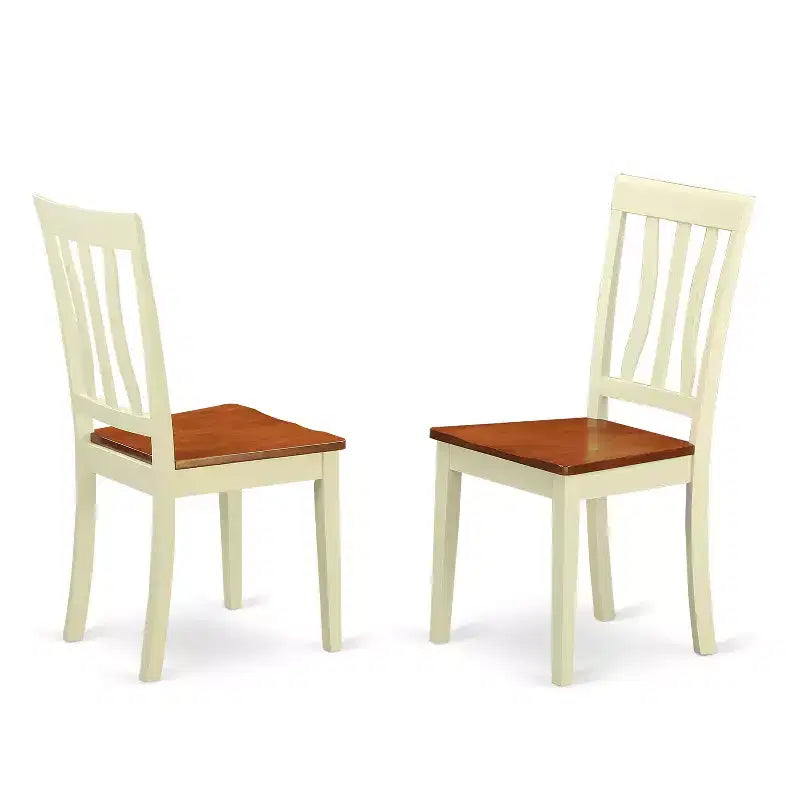 Ensemble Homestock Belmont 3 pièces Sudbury avec une table ronde et deux chaises de salle à manger avec assise en bois, finition magnifique de couleur crème et cerisier.