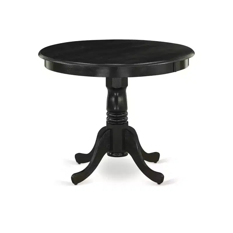 Ensemble HomeStock Belmont 5 pièces table et chaises de cuisine, comprenant une table à manger ronde et 4 chaises Parsons, finition noire brossée.