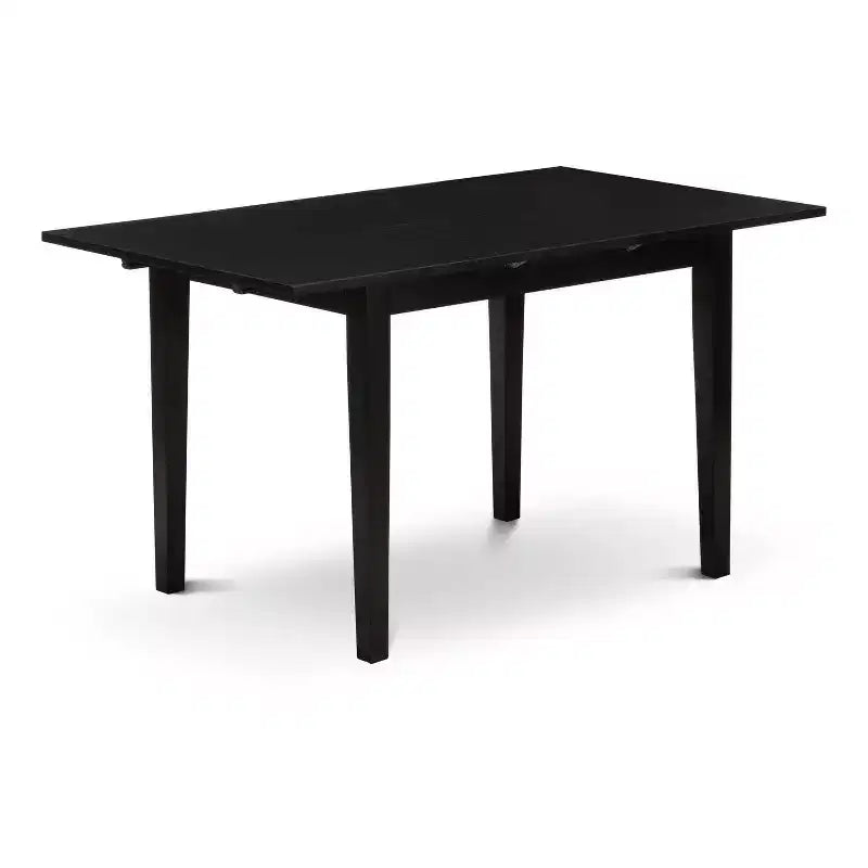 Ensemble de cuisine 5 pièces HomeStock Belmont composé d'une table à manger rectangulaire avec rallonge papillon et de 4 chaises rembourrées, noir