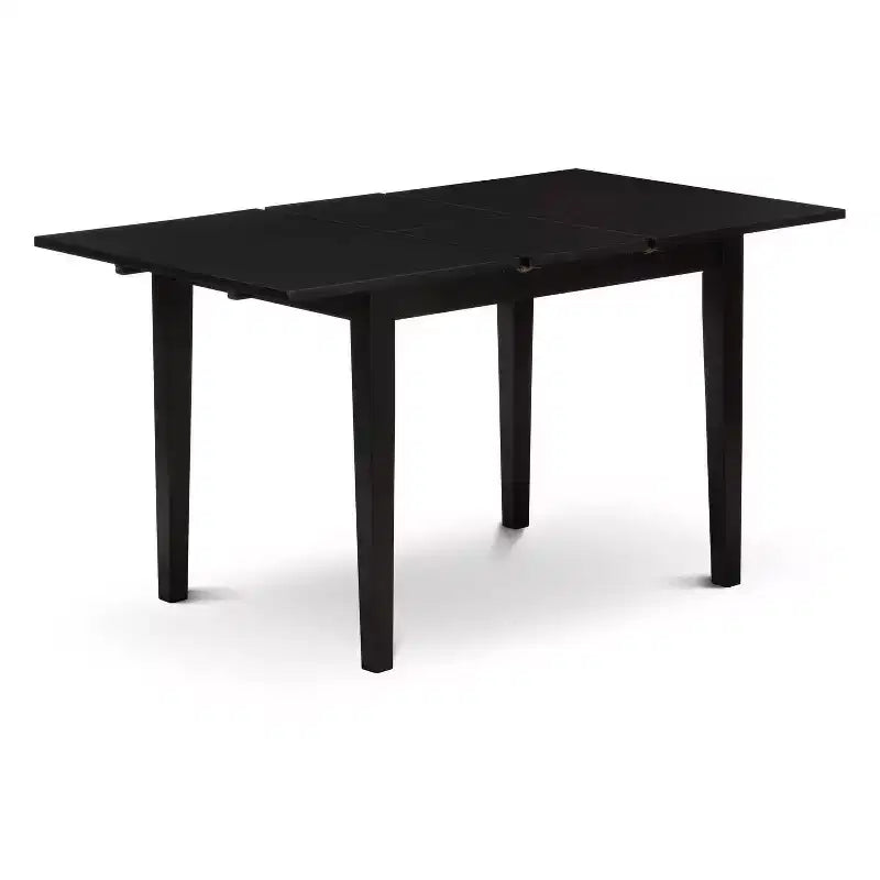 Ensemble de cuisine 5 pièces HomeStock Belmont composé d'une table à manger rectangulaire avec rallonge papillon et de 4 chaises rembourrées, noir