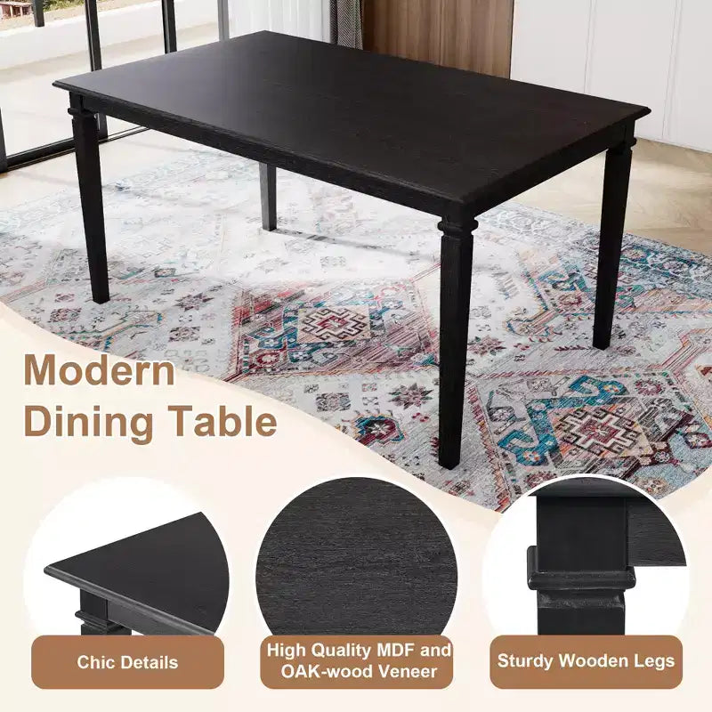 Ensemble de salle à manger de ferme pour 6 personnes, 6 pièces : table rectangulaire en bois et 4 chaises avec banc pour la cuisine