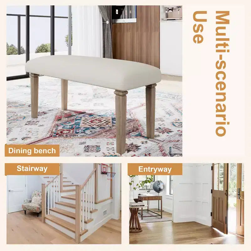 Ensemble de salle à manger de ferme pour 6 personnes, 6 pièces : table rectangulaire en bois et 4 chaises avec banc pour la cuisine