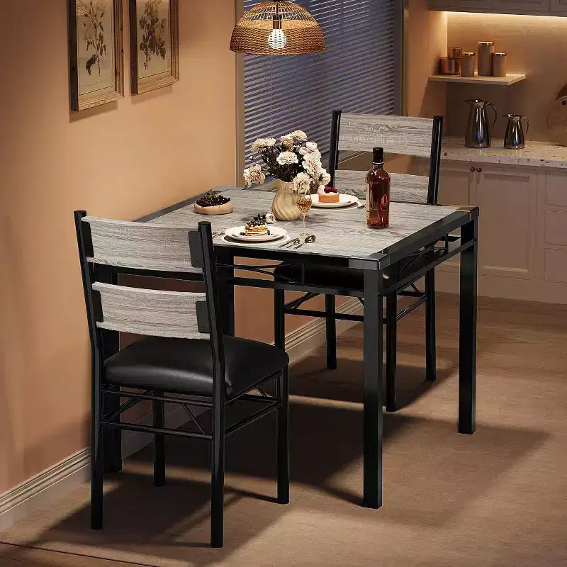Ensemble Table et Chaises de Salle à Manger, Ensemble Table de Salle à Manger avec Protection d'Angle, Table de Cuisine et Chaises en Bois avec Chaises Rembourrées pour Cuisine, Appartement