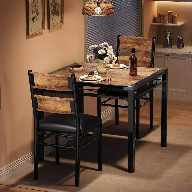 Ensemble Table et Chaises de Salle à Manger, Ensemble Table de Salle à Manger avec Protection d'Angle, Table de Cuisine et Chaises en Bois avec Chaises Rembourrées pour Cuisine, Appartement