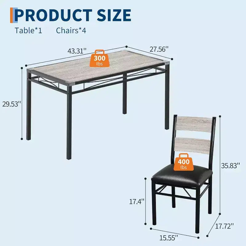 Ensemble Table et Chaises de Salle à Manger, Ensemble Table de Salle à Manger avec Protection d'Angle, Table de Cuisine et Chaises en Bois avec Chaises Rembourrées pour Cuisine, Appartement
