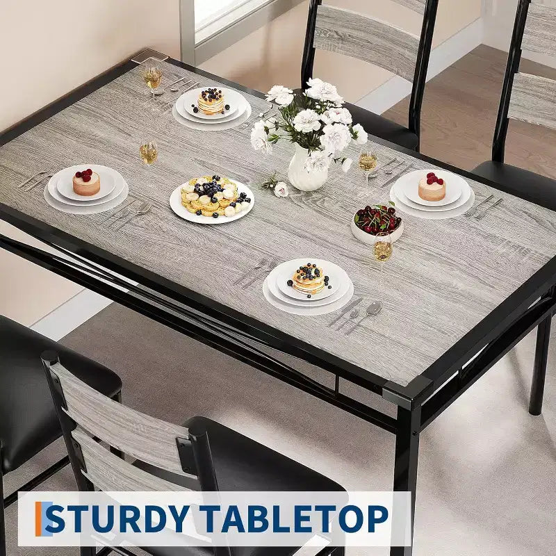 Ensemble Table et Chaises de Salle à Manger, Ensemble Table de Salle à Manger avec Protection d'Angle, Table de Cuisine et Chaises en Bois avec Chaises Rembourrées pour Cuisine, Appartement