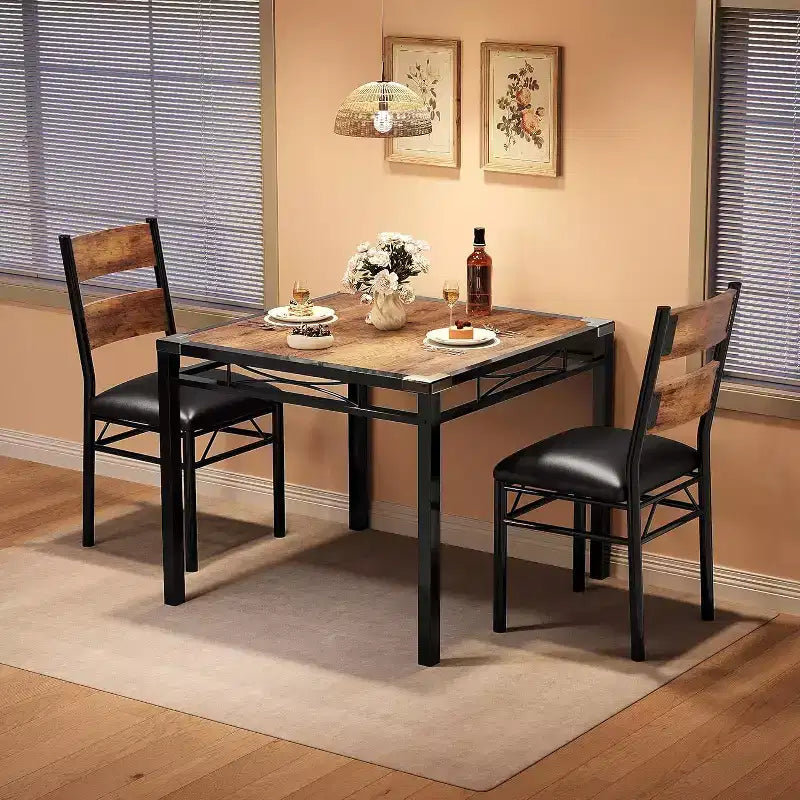 Ensemble Table et Chaises de Salle à Manger, Ensemble Table de Salle à Manger avec Protection d'Angle, Table de Cuisine et Chaises en Bois avec Chaises Rembourrées pour Cuisine, Appartement