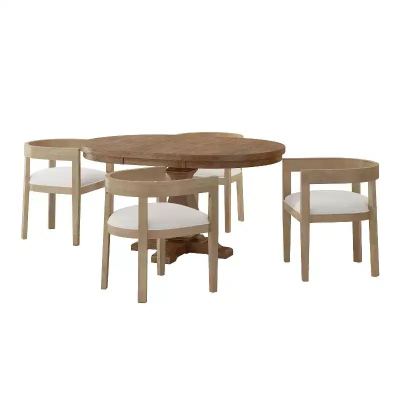 Ensemble de salle à manger GDFStudio Ladieu 5 pièces en bois et tissu rustique