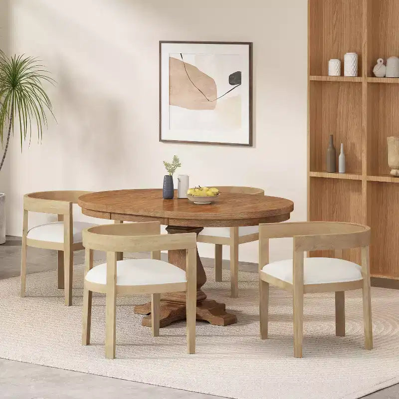 Ensemble de salle à manger GDFStudio Ladieu 5 pièces en bois et tissu rustique