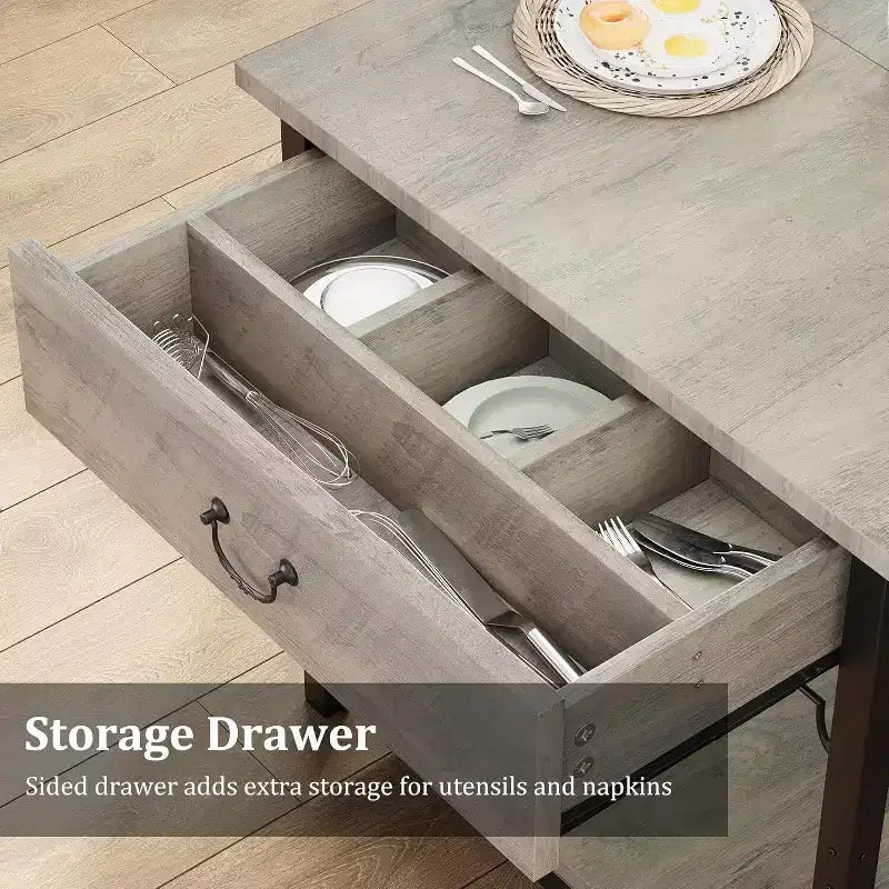 Ensemble de salle à manger pour 4 avec tiroirs de rangement et casier à vin, ensemble de table de cuisine avec bancs rembourrés pour salle à manger, cuisine