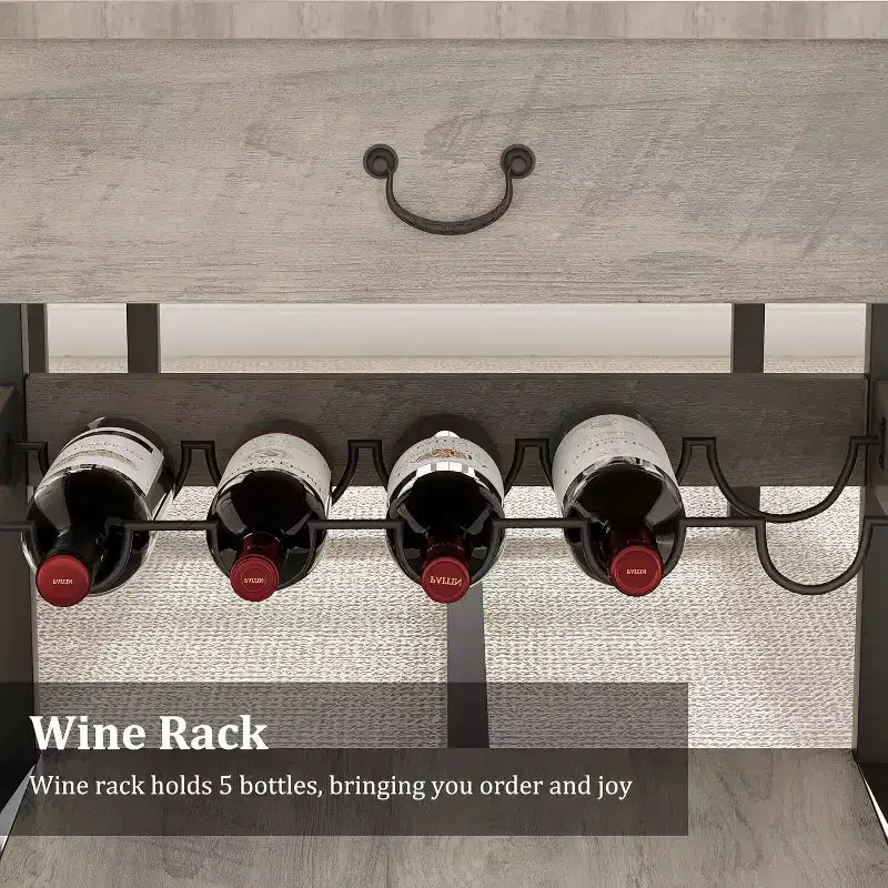 Ensemble de salle à manger pour 4 avec tiroirs de rangement et casier à vin, ensemble de table de cuisine avec bancs rembourrés pour salle à manger, cuisine