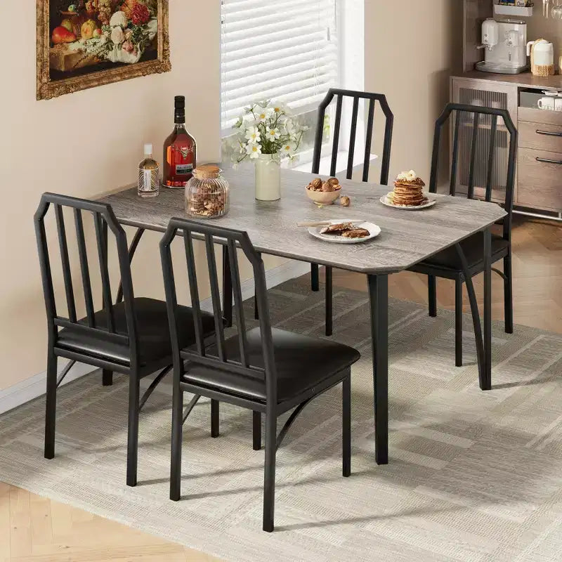 Ensemble table à manger carrée avec chaises rembourrées Table de cuisine pour la maison, l'appartement, les petits espaces