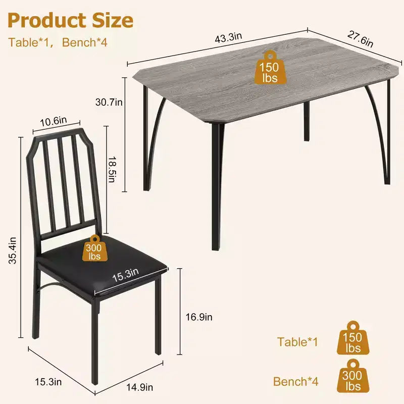 Ensemble table à manger carrée avec chaises rembourrées Table de cuisine pour la maison, l'appartement, les petits espaces