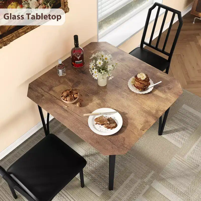 Ensemble table à manger carrée avec chaises rembourrées Table de cuisine pour la maison, l'appartement, les petits espaces
