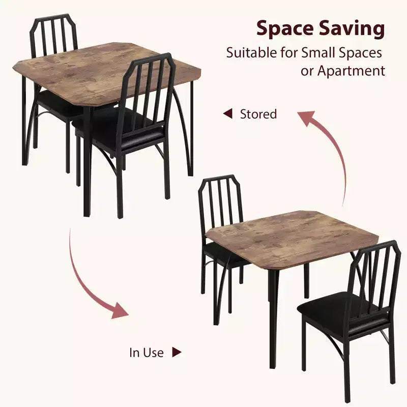 Ensemble table à manger carrée avec chaises rembourrées Table de cuisine pour la maison, l'appartement, les petits espaces