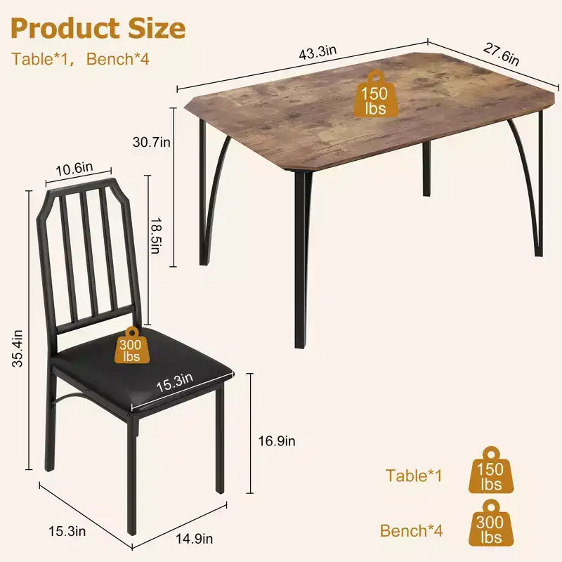 Ensemble table à manger carrée avec chaises rembourrées Table de cuisine pour la maison, l'appartement, les petits espaces