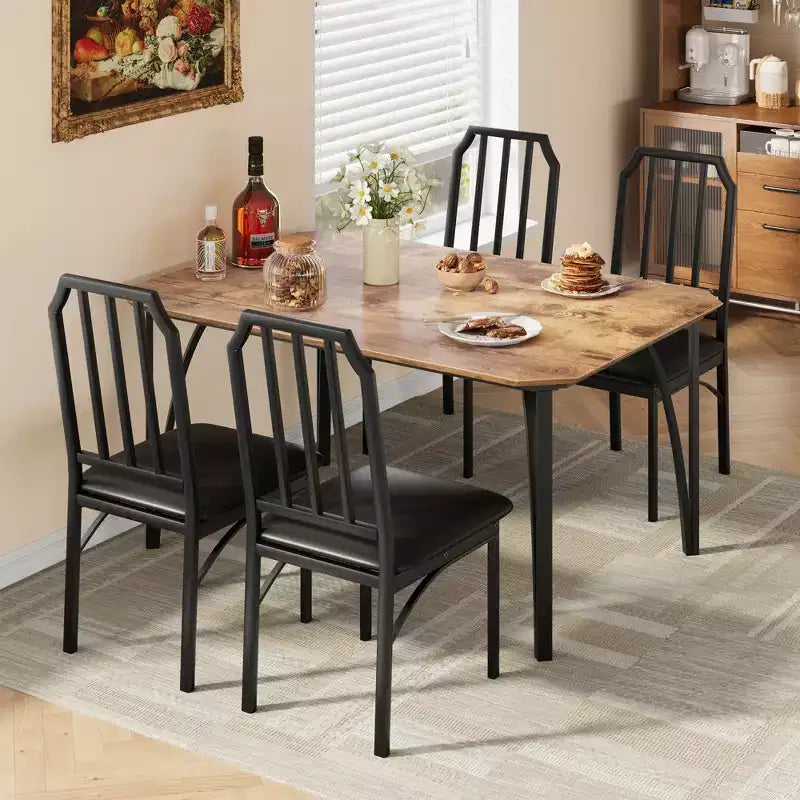 Ensemble table à manger carrée avec chaises rembourrées Table de cuisine pour la maison, l'appartement, les petits espaces