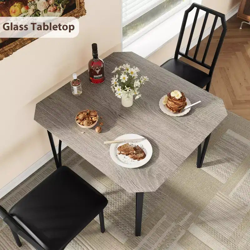 Ensemble table à manger carrée avec chaises rembourrées Table de cuisine pour la maison, l'appartement, les petits espaces